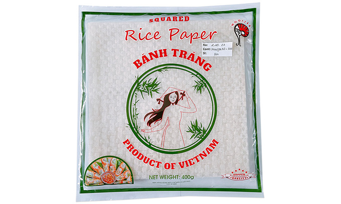 Rijstpapier voor loempia (vierkant)  22 CM