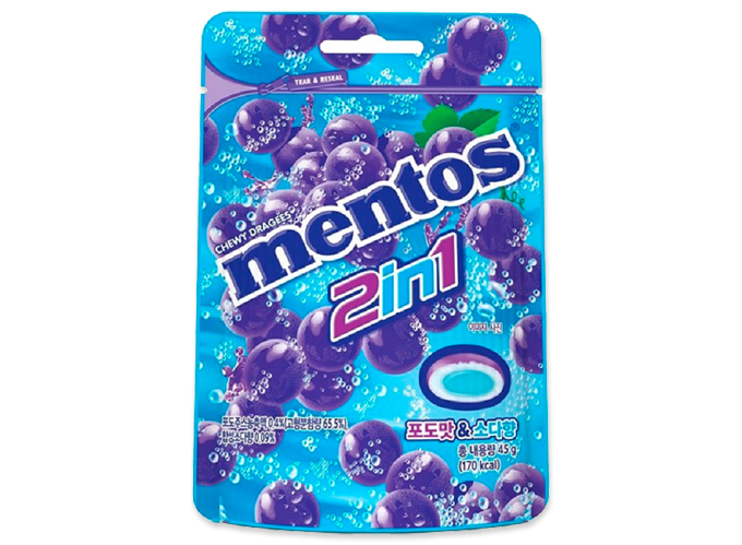 Mentos 2in1 Dragees met Druivensmaak