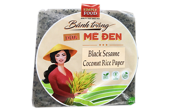 Papier de riz à la noix de coco et au sésame noir