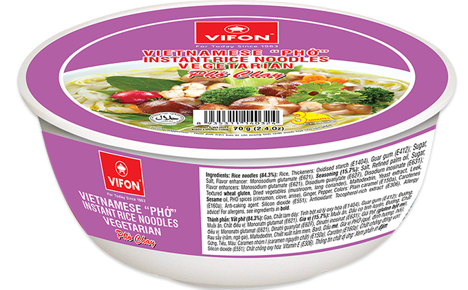 Vietnamese instant rijstnoedels vegetarisch