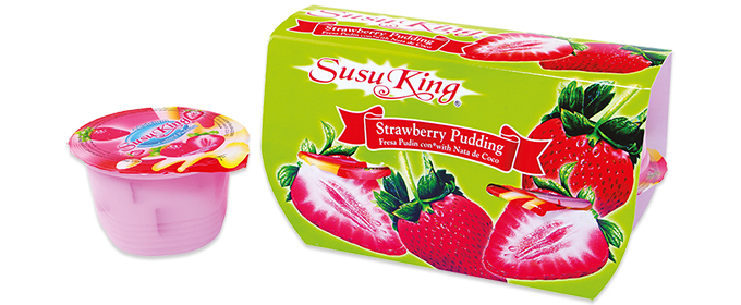 Pudding mit Erdbeergeschmack