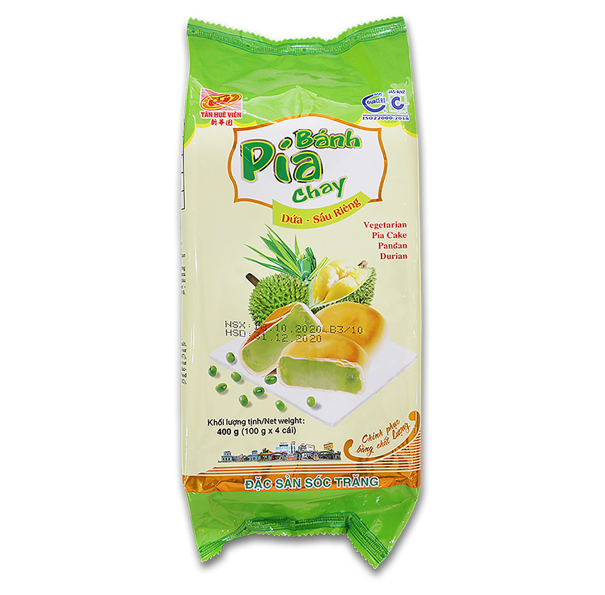 Pia cake with mungbean, durian and pandan flavor  4 PCS