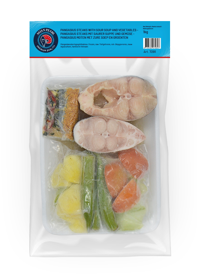 Pangasius moten met zure soep en groenten